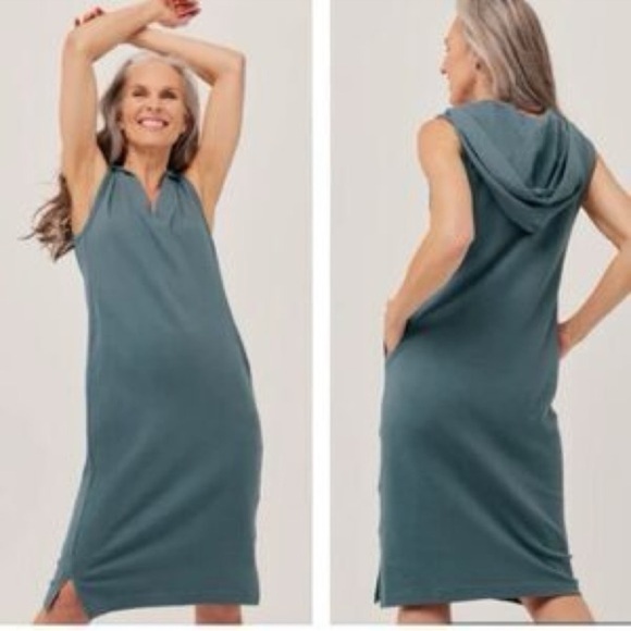 PACT Organic Cotton Airplane Hooded Tank Midi Dress - Picture 3 of 10